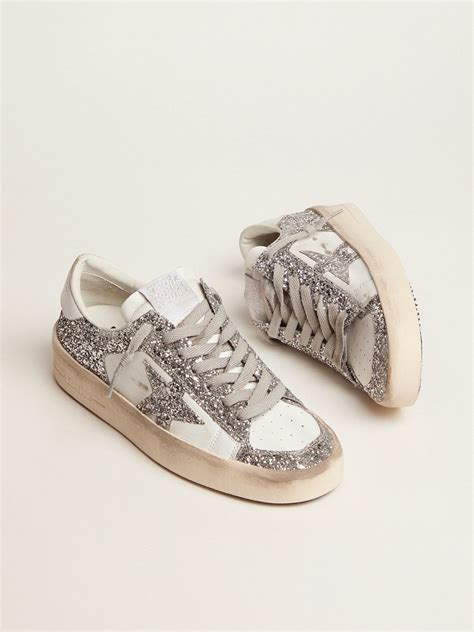 golden goose silver glitter sneakers.